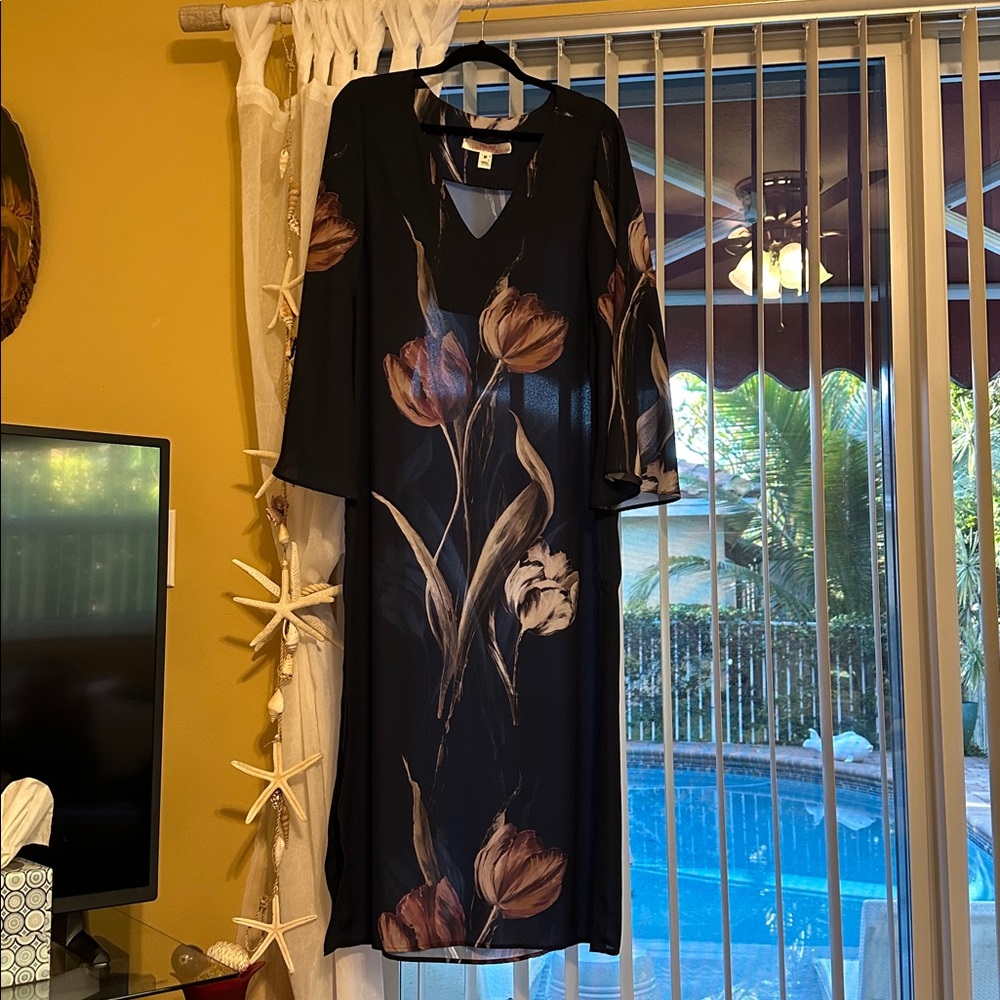 Padami Long Sleeve Dress with Floral Design made in Italy
